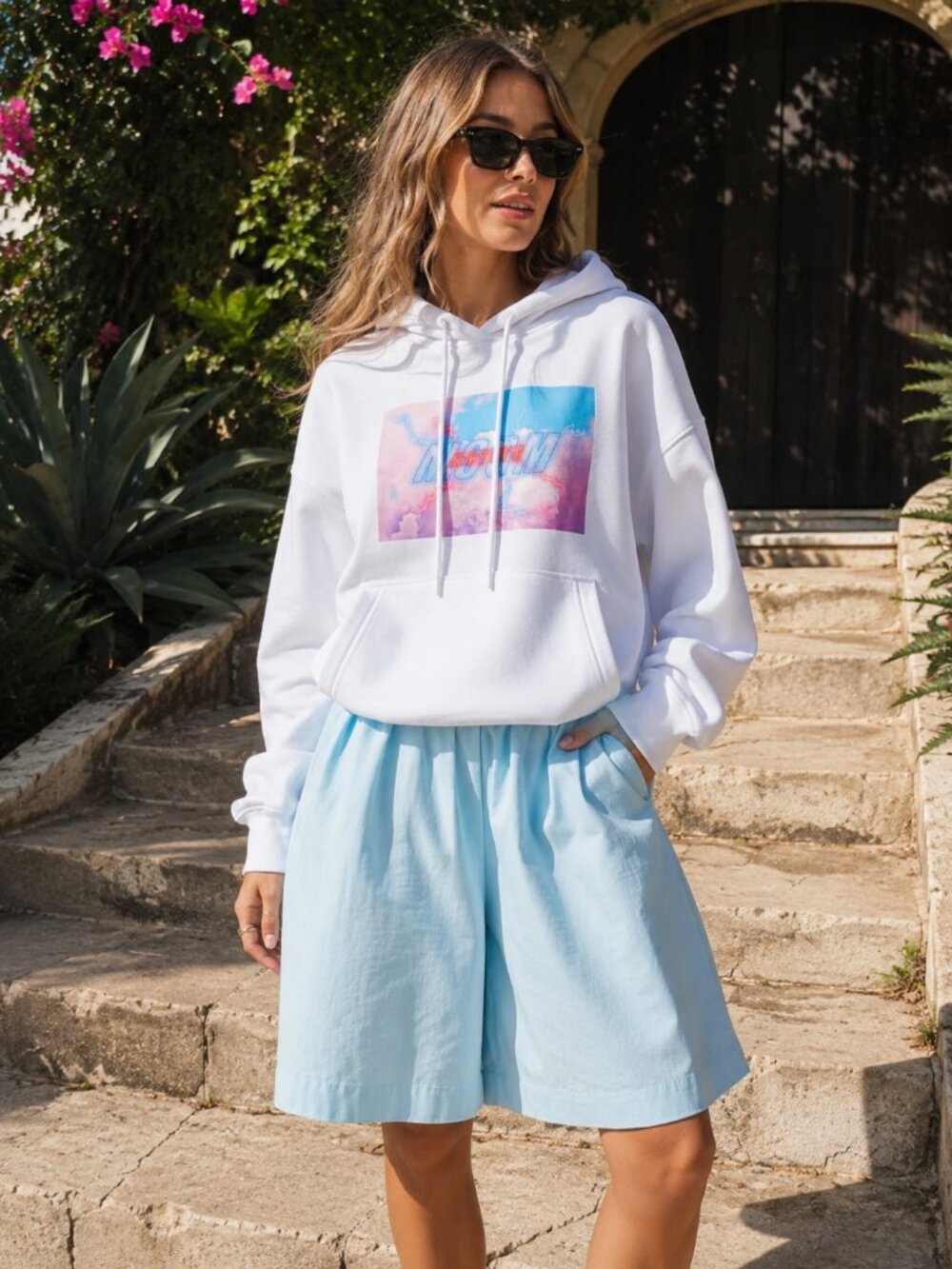 MSGM Printed French Cotton Terry Hoodie Hooded Sweatshirt XL